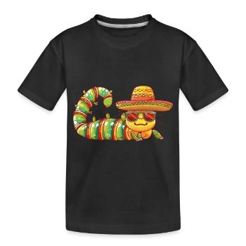 Wurm Lustig Sombrero - Kinder Premium Bio T-Shirt - Schwarz - Vorne
