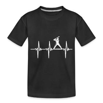 Herzschlag für Baseball Spieler - Kinder Premium Bio T-Shirt - Schwarz - Vorne