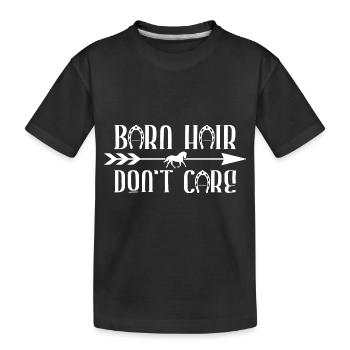 Stall Pferd reiten Haar Lustiger Spruch - Kinder Premium Bio T-Shirt - Schwarz - Vorne