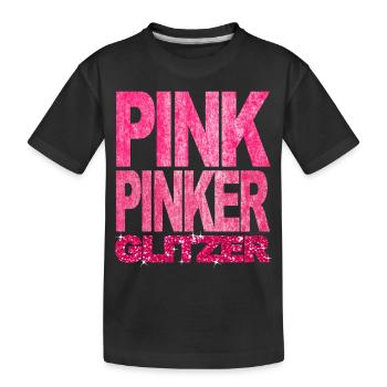 Pink Pinker Glitzer Bling Prinzessin Fashionista - Kinder Premium Bio T-Shirt - Schwarz - Vorne