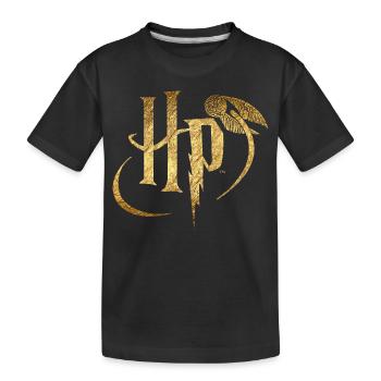 Harry Potter Logo Gold - Kids' Premium Organic T-Shirt - black - Front