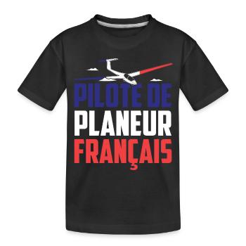 Pilote de vol à voile France | Planeur Cadeau - T-shirt bio Premium Enfant - noir - Devant