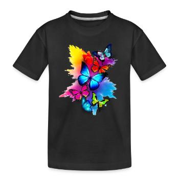 Schmetterling Splash Bunt - Kinder Premium Bio T-Shirt - Schwarz - Vorne