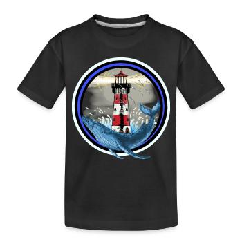 Poisson mammifère marin Baleine Poisson Phare Nautique - T-shirt bio Premium Enfant - noir - Devant