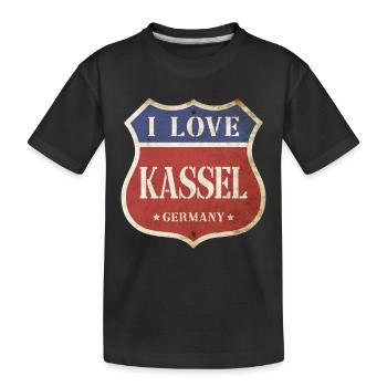 Kassel Germany City I Love Vintage Retro - Kids' Premium Organic T-Shirt - black - Front