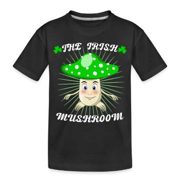 The Irish Mushroom, Funny Mushrooms Design - Kids' Premium Organic T-Shirt - black - Front