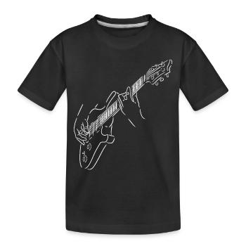 Weiße Silhouette eines Gitarristen. Elektrogitarre. - Kinder Premium Bio T-Shirt - Schwarz - Vorne