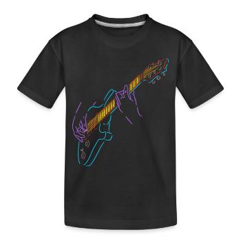 Regenbogenfarbener Gitarrist. Elektrogitarre. - Kinder Premium Bio T-Shirt - Schwarz - Vorne