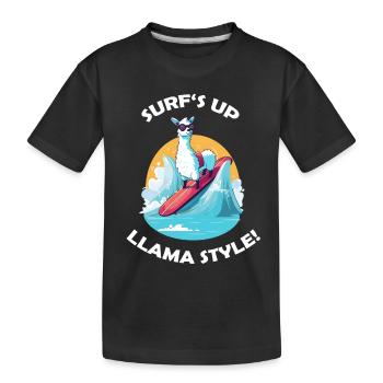 Llama surfing - Kinder Premium Bio T-Shirt - Schwarz - Vorne