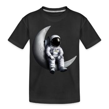 Astronaut im Halbmond - Kinder Premium Bio T-Shirt - Schwarz - Vorne