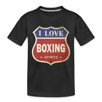 I Love Boxing Boxen Boxkampf Vintage Schild Route - Kinder Premium Bio T-Shirt - Schwarz - Vorne