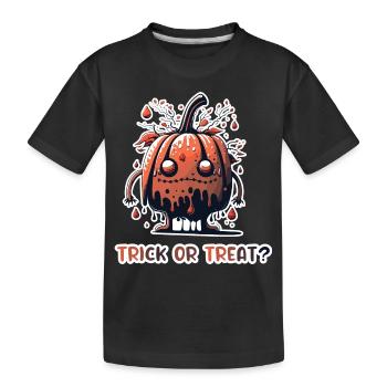 Funny Face Pumpkin Monster - Kids' Premium Organic T-Shirt - black - Front