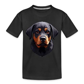 Adorable chiot Rottweiler - T-shirt bio Premium Enfant - noir - Devant
