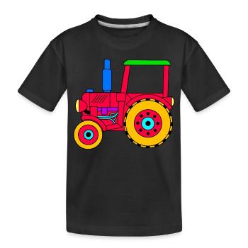 Roter Traktor für Jungen und Mädchen - Kinder Premium Bio T-Shirt - Schwarz - Vorne
