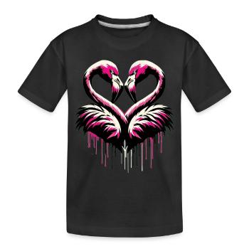 Des flamants roses en cœur dans une frénésie d’amour - T-shirt bio Premium Enfant - noir - Devant