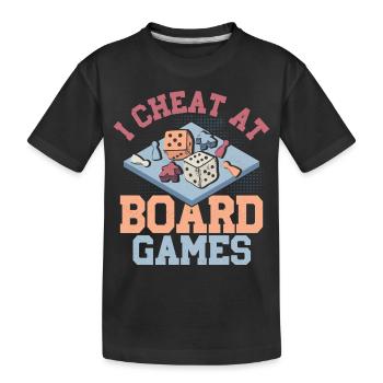 I Cheat At Board Games Nerd Gamer Tabletop Player - Kids' Premium Organic T-Shirt - black - Front