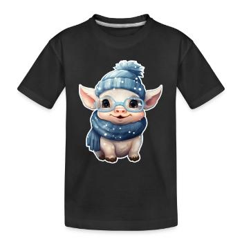Lucky Pig - Kids' Premium Organic T-Shirt - black - Front