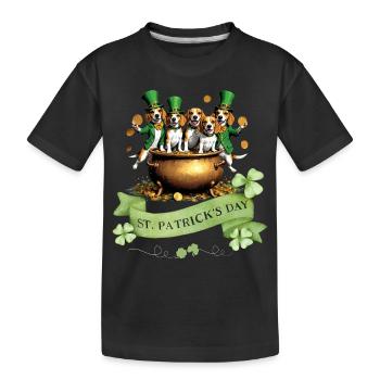 St. Patrick's Day Beagle I Irish Celebration - Kids' Premium Organic T-Shirt - black - Front