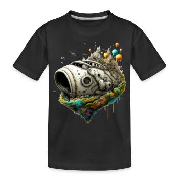 Micro World - Ship - Kids' Premium Organic T-Shirt - black - Front