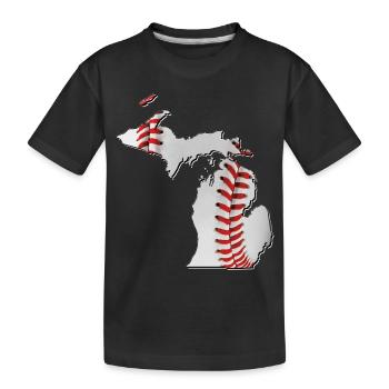 Michigan (United States) | real baseball | Map - Kids' Premium Organic T-Shirt - black - Front