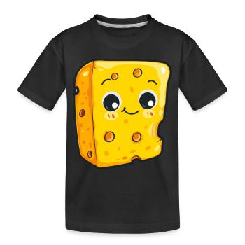 Morceau de fromage kawaii avec un visage mignon - T-shirt bio Premium Enfant - noir - Devant