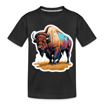 großer Bison - Kinder Premium Bio T-Shirt - Schwarz - Vorne