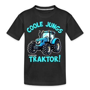 Coole Jungs fahren Traktor Trecker Junge - Kinder Premium Bio T-Shirt - Schwarz - Vorne