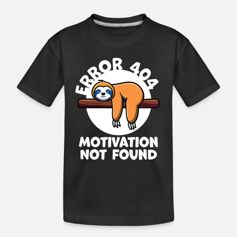 Faultier - Error 404 motivation not found - Kinder Premium Bio T-Shirt - Schwarz
