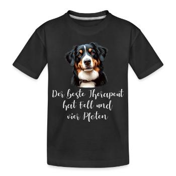 The best therapist has fur and four paws - Kids' Premium Organic T-Shirt - black - Front