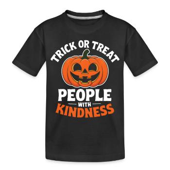 Treat People with Kindness! Pumpkin Halloween - Kids' Premium Organic T-Shirt - black - Front