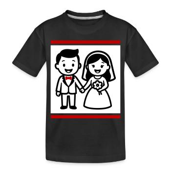 Mariage de couple marié - T-shirt bio Premium Enfant - noir - Devant