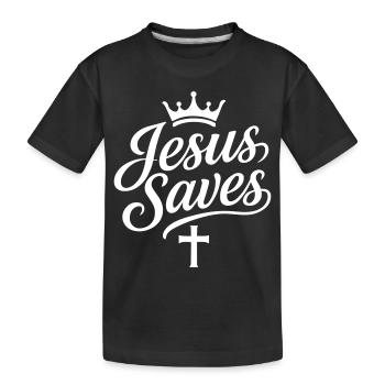 Jesus Rettet Kreuz - Kinder Premium Bio T-Shirt - Schwarz - Vorne