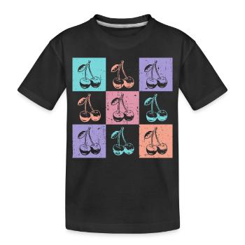 Cerises, couleurs vives de l’été - T-shirt bio Premium Enfant - noir - Devant