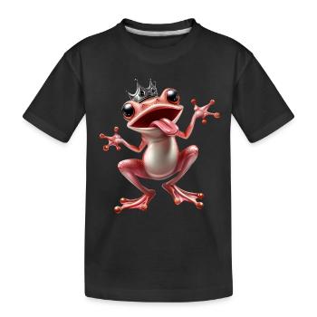 verrückte rosa Frosch Prinzessin mit Krone - Kinder Premium Bio T-Shirt - Schwarz - Vorne