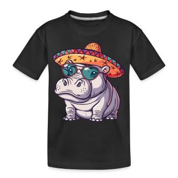 Hippopotame Drôle Sombrero - T-shirt bio Premium Enfant - noir - Devant
