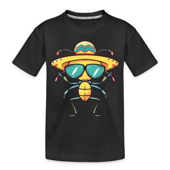 Ameise Lustig Sombrero - Kinder Premium Bio T-Shirt - Schwarz - Vorne