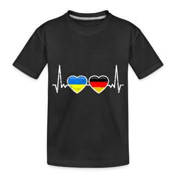 Germany Ukraine Flag Heartbeat - Kids' Premium Organic T-Shirt - black - Front
