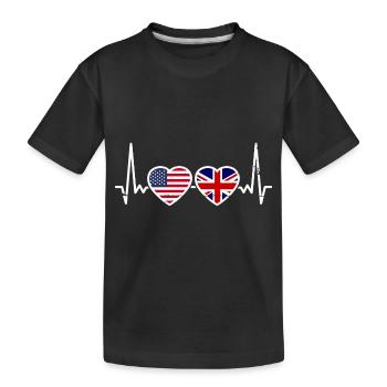 États-Unis Grande-Bretagne Drapeaux américains Britanniques britanniques - T-shirt bio Premium Enfant - noir - Devant