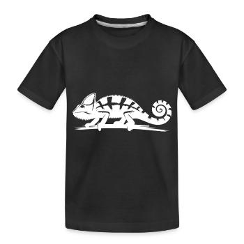 Wandelndes Chamäleon in der Natur - Kinder Premium Bio T-Shirt - Schwarz - Vorne
