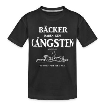 Berufeshirt:Bäcker haben den LÄNGSTEN - Arbeitstag - Kinder Premium Bio T-Shirt - Schwarz - Vorne