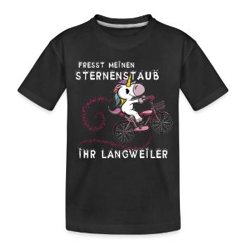 Lustiges Einhorn - fresst meinen Sternenstaub - Kinder Premium Bio T-Shirt - Schwarz - Vorne