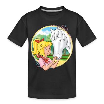 Bibi und Tina 'Bibi streichelt Sabrina' - Kinder Premium Bio T-Shirt - Schwarz - Vorne