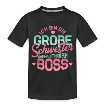 Grossesse de naissance grande soeur patron enfant - T-shirt bio Premium Enfant - noir - Devant