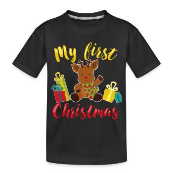 My first Christmas - Mein erstes Weihnachten Baby - Kinder Premium Bio T-Shirt - Schwarz - Vorne
