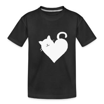 Cat gift love heart meow cat cat mom white - Kids' Premium Organic T-Shirt - black - Front