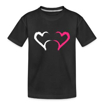 Coeur rose et blanc - T-shirt bio Premium Enfant - noir - Devant