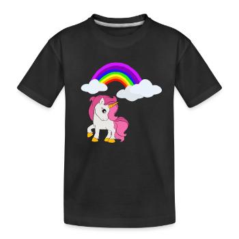 Einhorn Regenbogen Mädchen Unicorn Tochter - Kinder Premium Bio T-Shirt - Schwarz - Vorne
