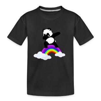 Dabbender Panda Regenbogen Kinder Baby - Kinder Premium Bio T-Shirt - Schwarz - Vorne