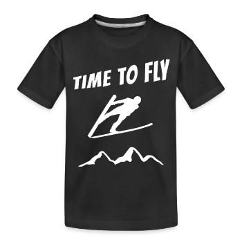 Ski jumping Ski flying Fan articles for ski jumpers - Kids' Premium Organic T-Shirt - black - Front