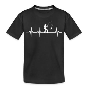 Herzschlag Angler Angel - Kinder Premium Bio T-Shirt - Schwarz - Vorne